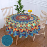 Bulk 60 Inch Round Tablecloth Stain Resistant Polyester Table Cover for Kitchen Dining Buffet Parties and Camping Mandala Design Wholesale