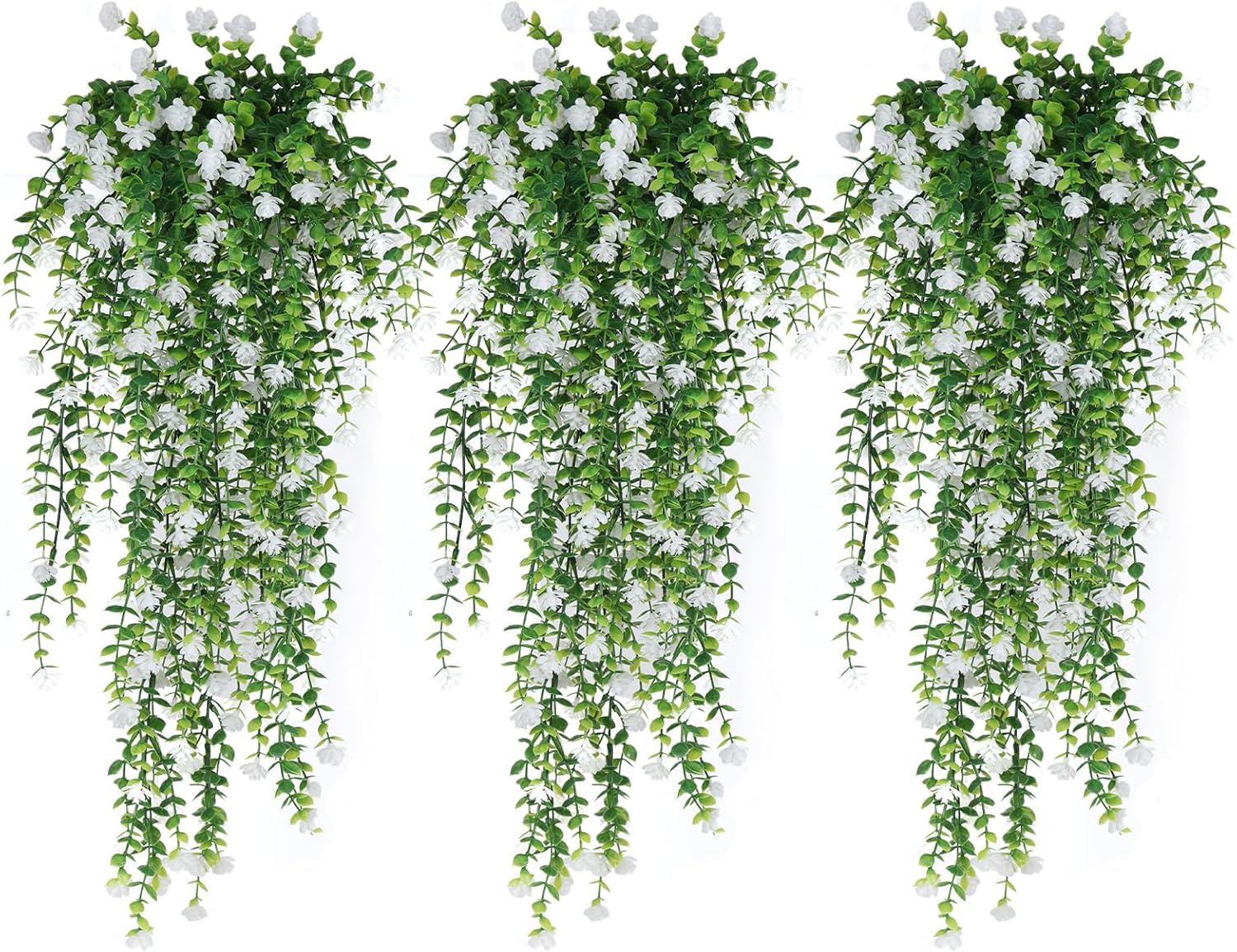 Premium 3pcs Artificial Hanging Eucalyptus Vines UV Resistant Faux Greenery for Outdoor Garden Wedding Arch Porch Indoor Home Décor