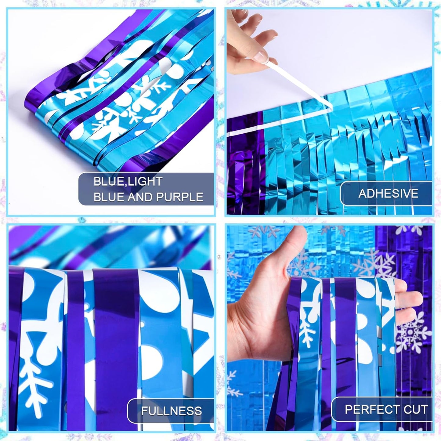 Bulk 2 Pcs Winter Wonderland Party Decor Metallic Foil Snowflake Backdrop Curtains for Girls' Birthday Celebration Wholesale