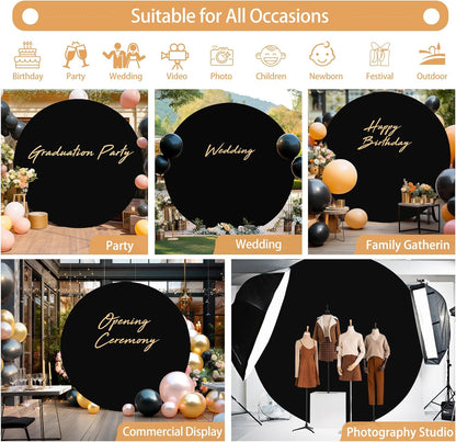 Bulk Adjustable White Round Backdrop Cover for 5 to 7.2ft Circle Arch Stand - Polyester Wedding, Birthday Party, Photography Decoration Wholesale