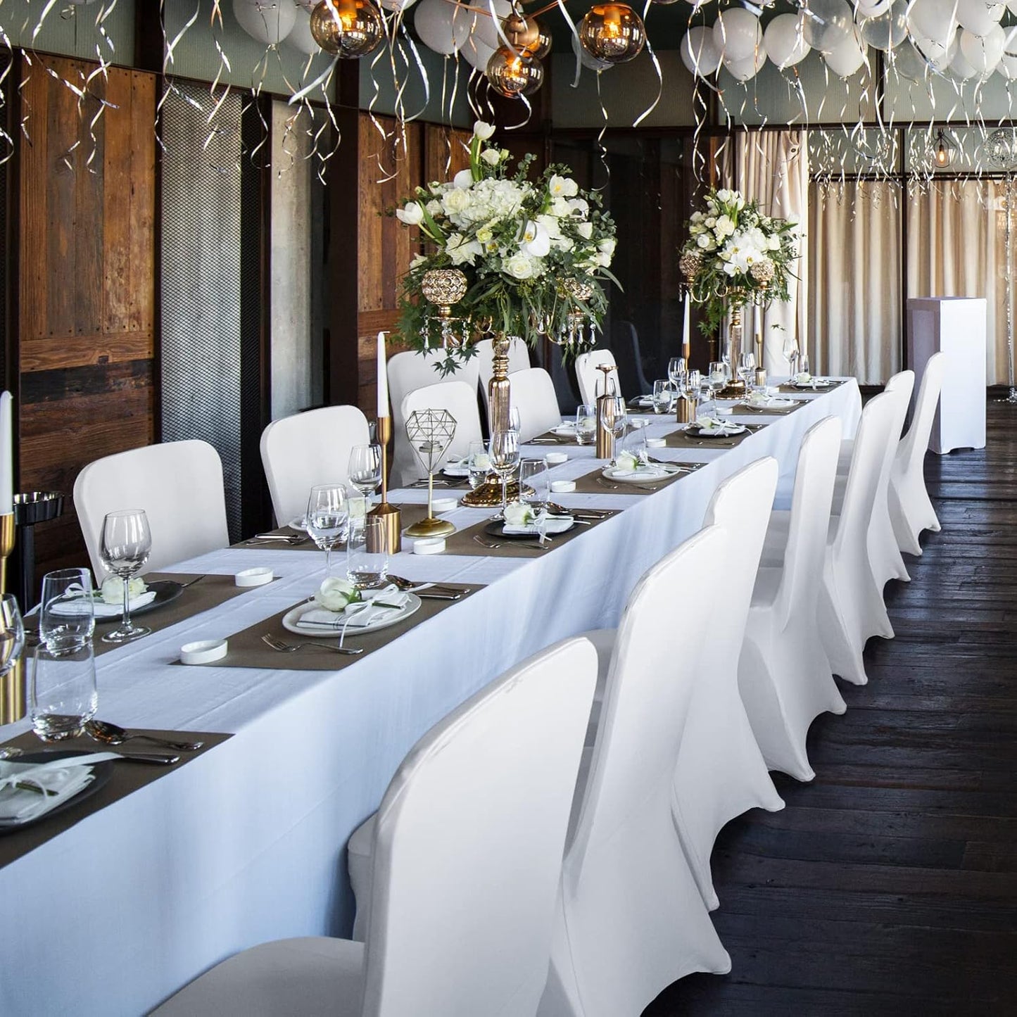 Bulk 30PCS Premium Spandex Chair Covers 4 Way Stretch Elastic Protectors for Wedding Receptions Banquet Halls & Party Events Wrinkle Free Waterproof Fabric with Anti-Slip Band Fits Most Folding Chairs Wholesale