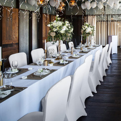 Bulk 30PCS Premium Spandex Chair Covers 4 Way Stretch Elastic Protectors for Wedding Receptions Banquet Halls & Party Events Wrinkle Free Waterproof Fabric with Anti-Slip Band Fits Most Folding Chairs Wholesale