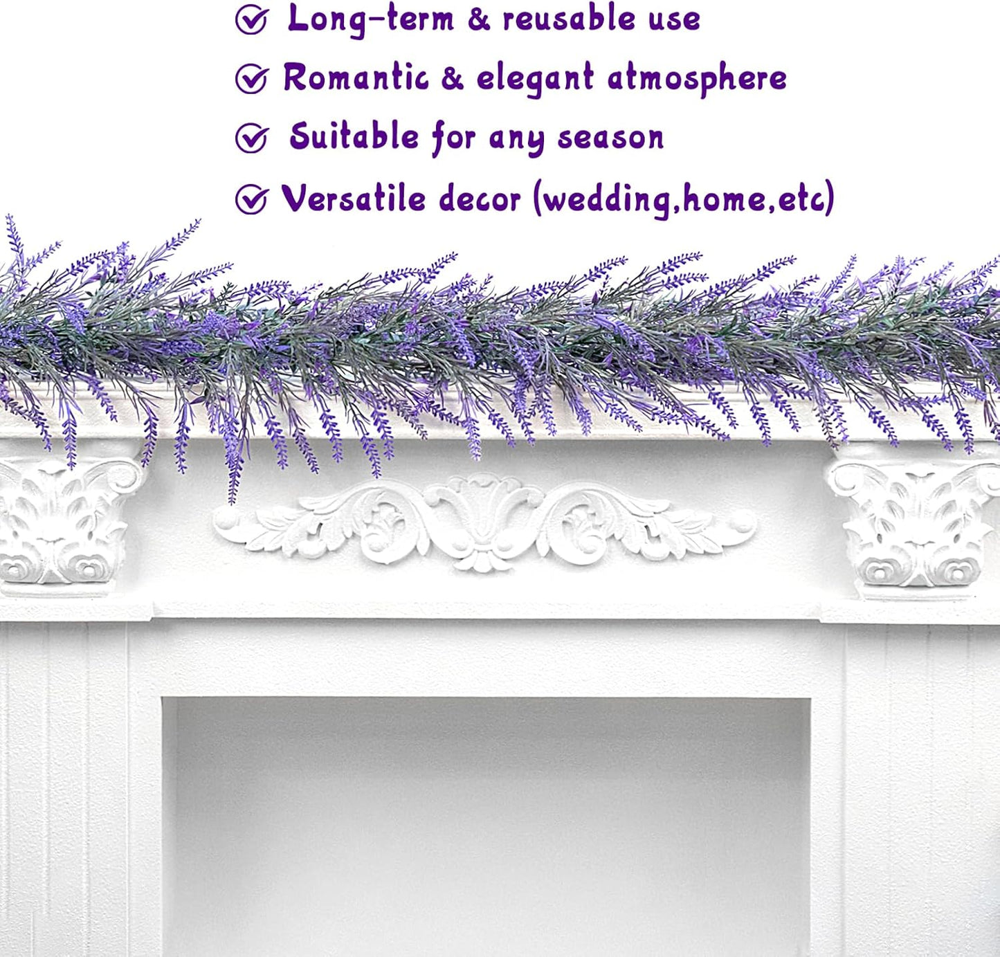 Premium 6Ft Lavender Artificial Garland High Quality Faux Flowers Wedding Arch Farmhouse Porch Mantle Indoor Outdoor Home Decor