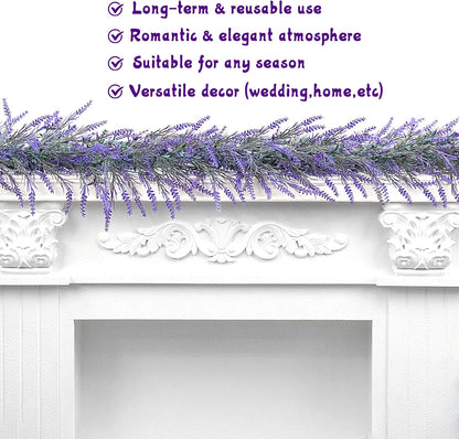 Premium 6Ft Lavender Artificial Garland High Quality Faux Flowers Wedding Arch Farmhouse Porch Mantle Indoor Outdoor Home Decor