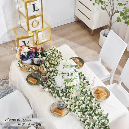 Bulk 8 Pcs Flower Garland 2025 Silk Rose Vine Greenilk Leaves Wedding Arch Boho Wall Decor Reusable Hypoallergenic Party Wholesale