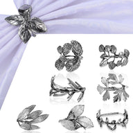 Bulk 8 Pcs Vintage Leaf Napkin Rings Set Metal Adornments for Graduations Holidays Weddings and Everyday Use Wholesale