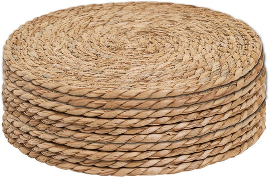 Bulk 10 Pack 12 Inch Round Farmhouse Woven Placemats Rustic Rattan Water Hyacinth Braided Mats for Dining Home Decor Weddings Wholesale