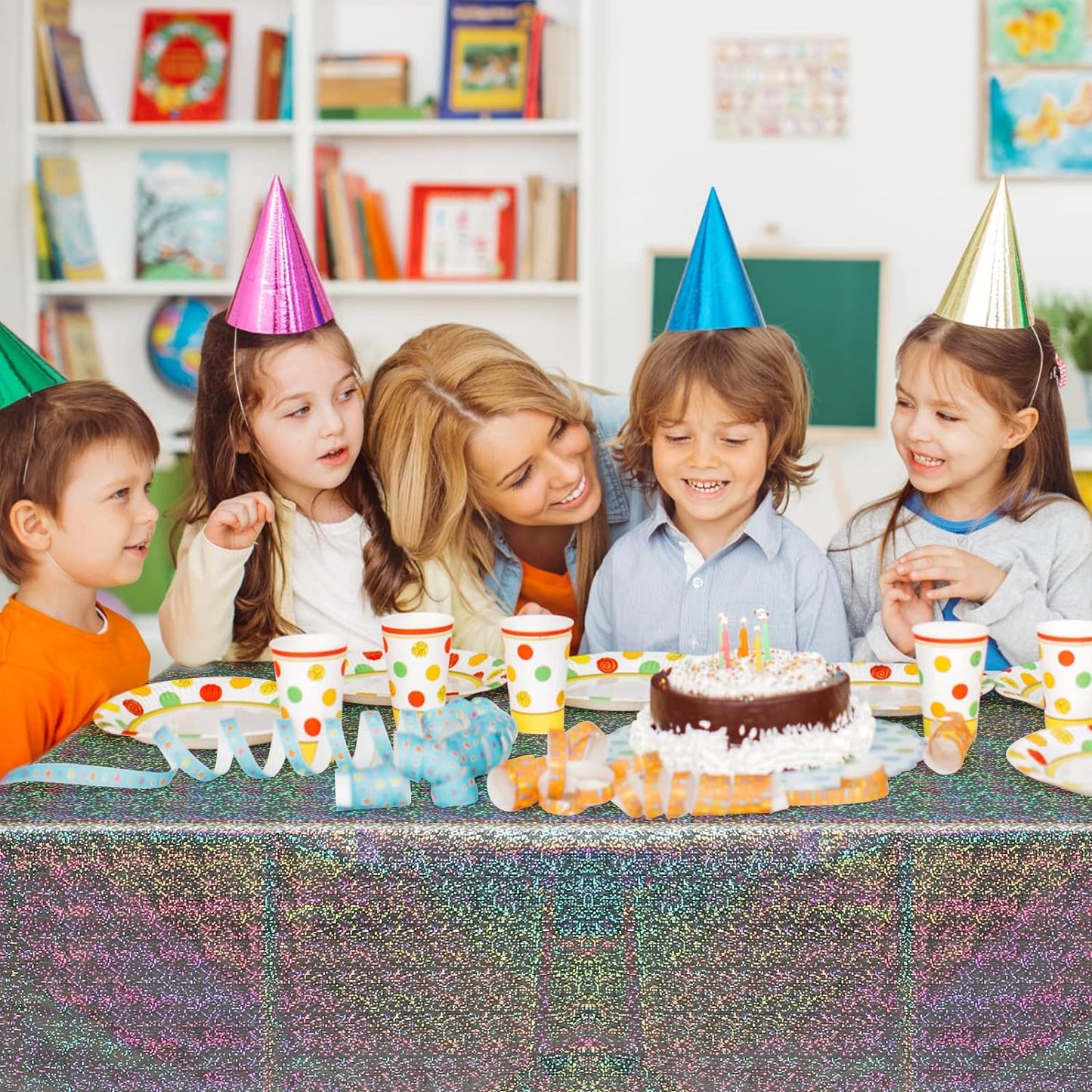 Bulk Vibrant Rainbow Disposable Tablecloth 54x108 Inches Ideal for Birthday Parties Buffets Disco and Mermaid Themed Decor Wholesale