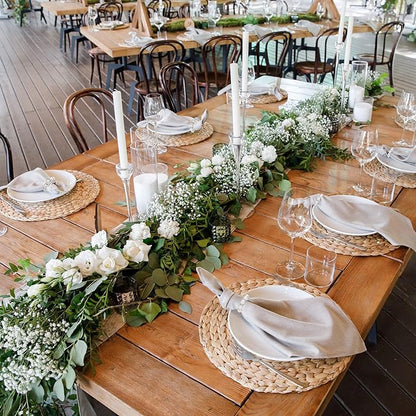 Romantic 12 Pcs Hand-beaded Pearl Rhinestone Napkin Rings - Wedding Table Elegant Decor Elastic Napkin Holders