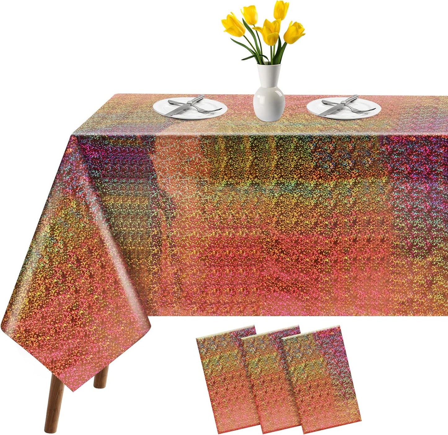 Bulk Vibrant Rainbow Disposable Tablecloth 54x108 Inches Ideal for Birthday Parties Buffets Disco and Mermaid Themed Decor Wholesale