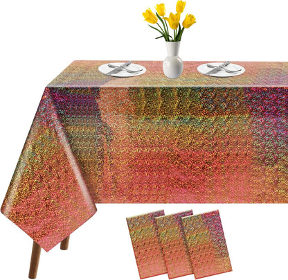 Bulk Vibrant Rainbow Disposable Tablecloth 54x108 Inches Ideal for Birthday Parties Buffets Disco and Mermaid Themed Decor Wholesale