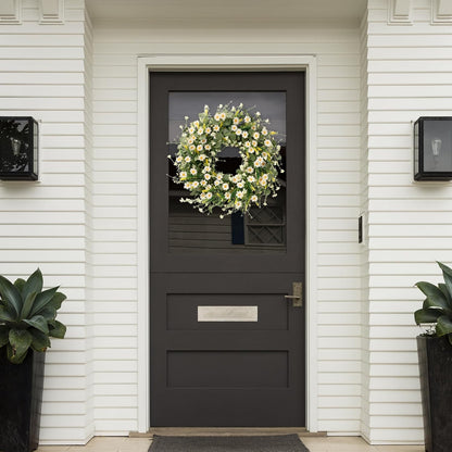 Premium 24 In Daisy Wreath Silk Flowers with Eucalyptus Lavender Boho Farmhouse Wedding Decor Seasonal Wall Hanging Arrangements