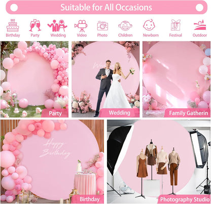 Bulk Adjustable White Round Backdrop Cover for 5 to 7.2ft Circle Arch Stand - Polyester Wedding, Birthday Party, Photography Decoration Wholesale