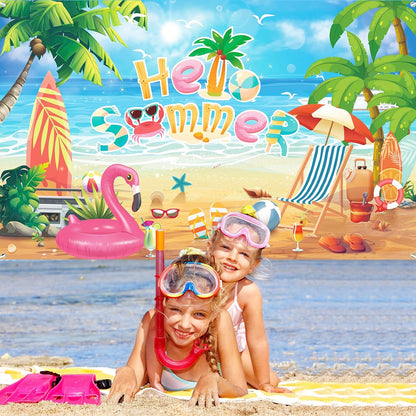 Bulk Hello Summer Photo Backdrop Banner Tropical Beach Pool Party Decorations Birthday Schools Out for Summer 71 x 43 Inch Wholesale