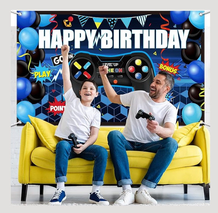 Bulk 10 Pcs Happy Birthday Banners for Game Theme Birthday Party Background Banner Party Supplies Wholesale