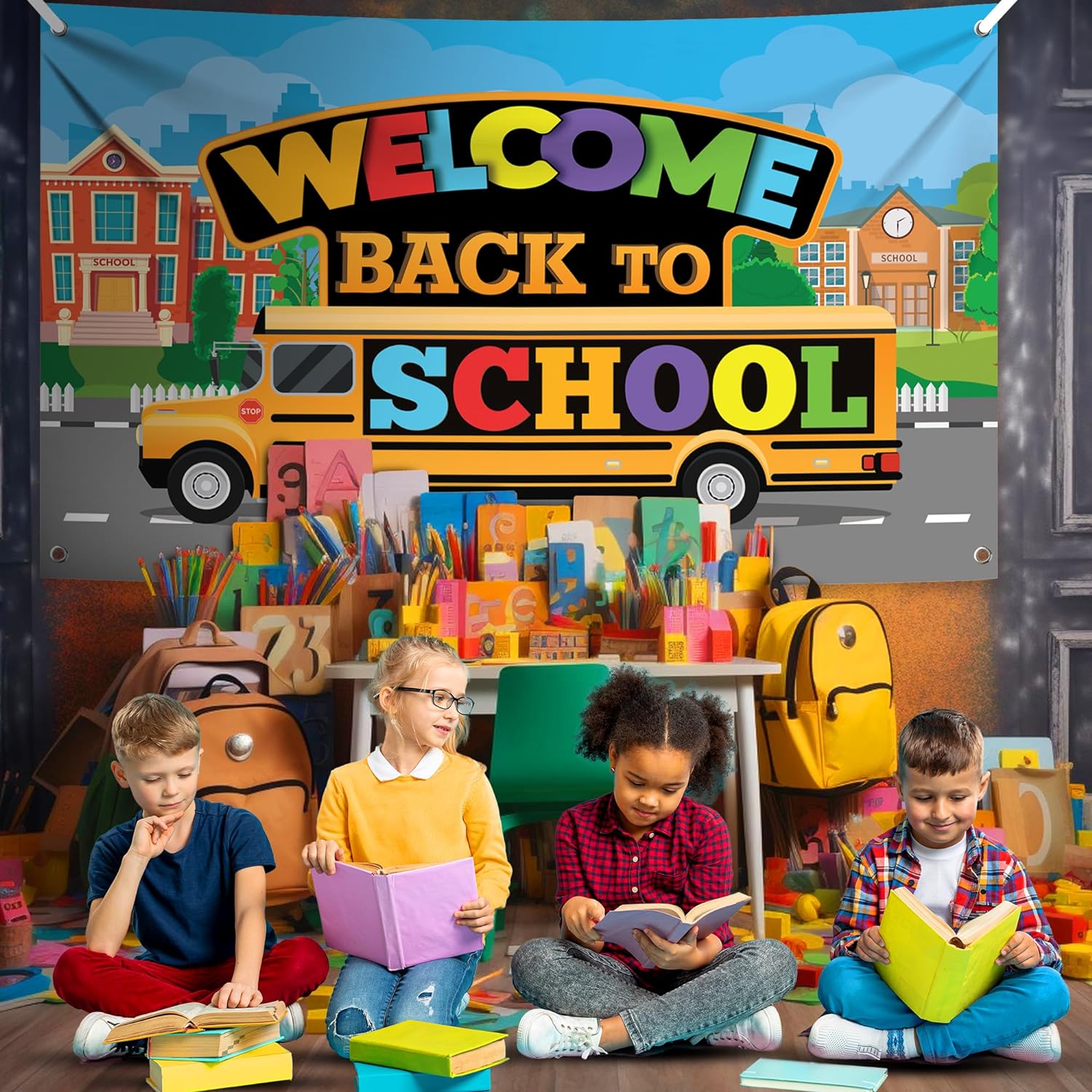 Bulk Welcome Back To School Banner Extra Large 72x44 Inch School Bus Backdrop Perfect for Back To School Decorations and Party Celebrations Wholesale