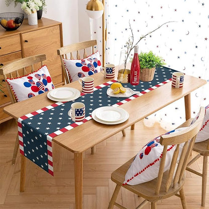 Bulk 2 Pcs Patriotic Independence Day Table Runners for Party Dining Kitchen Home Decor Wholesale