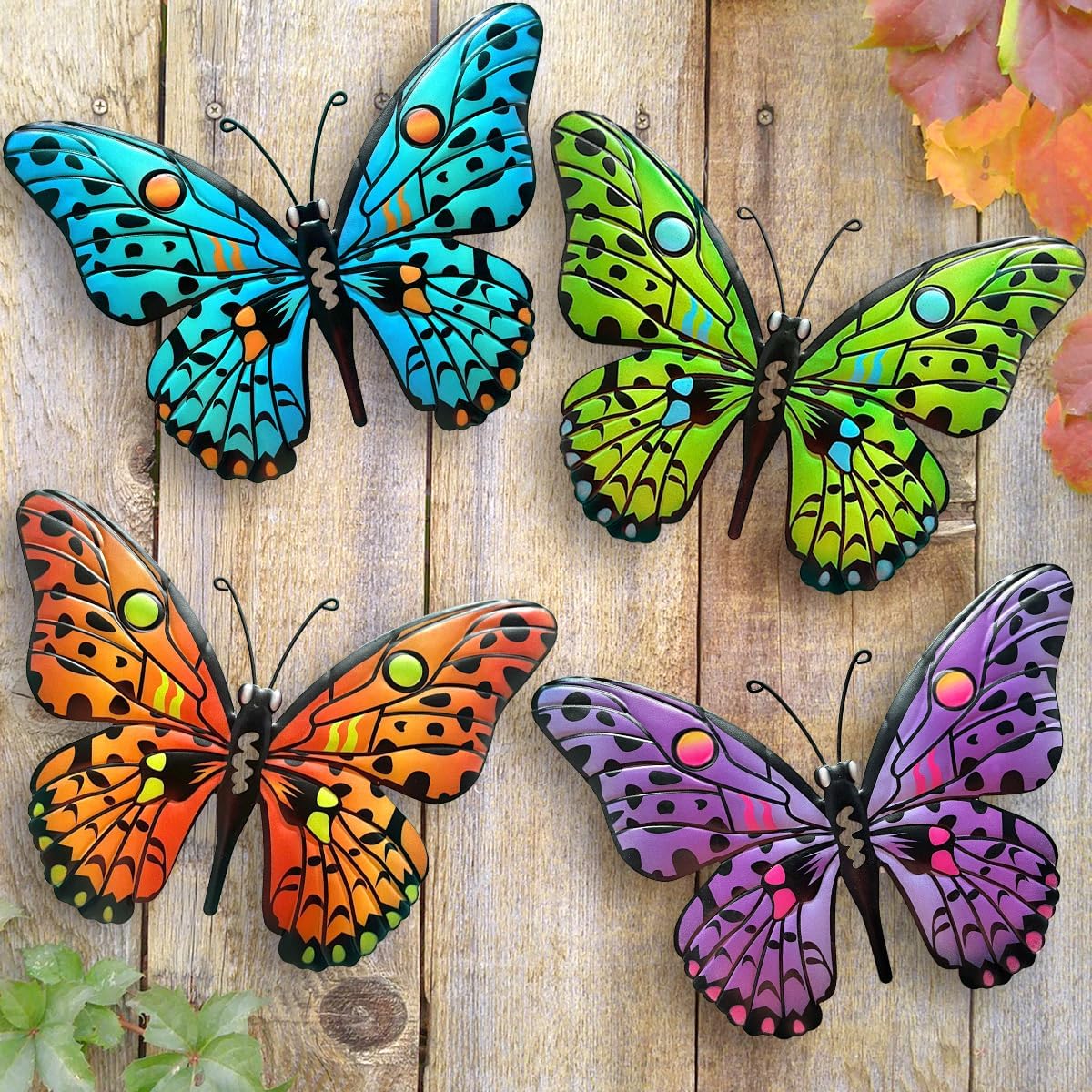 Bulk 4 Pcs Metal Butterfly Wall Decor 9.6" Outdoor Garden Patio Bedroom Art Living Room Balcony Perfect Gift for Family Friends Wholesale