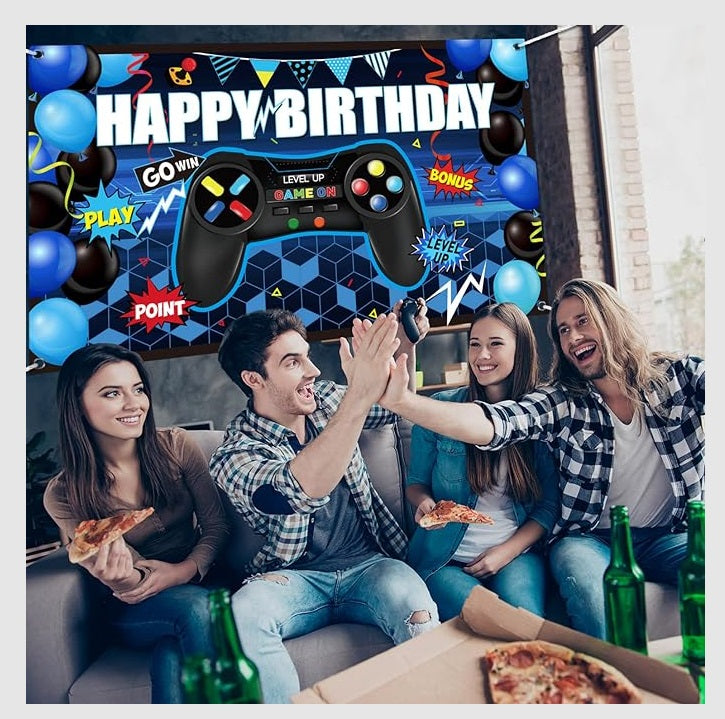 Bulk 10 Pcs Happy Birthday Banners for Game Theme Birthday Party Background Banner Party Supplies Wholesale