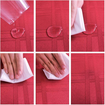 Bulk Solid Plaid Jacquard Spring Tablecloth Wrinkle and Water Resistant, Contemporary Woven Decorative Table Cover for Holiday Events Wholesale