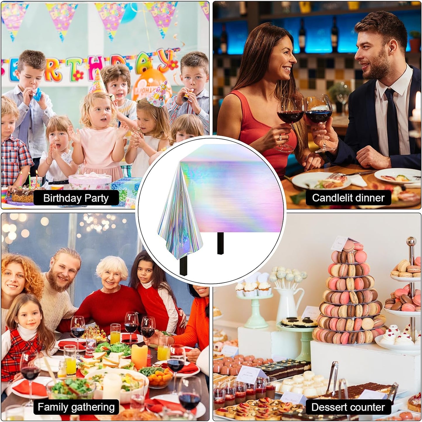 Bulk Vibrant Rainbow Disposable Tablecloth 54x108 Inches Ideal for Birthday Parties Buffets Disco and Mermaid Themed Decor Wholesale