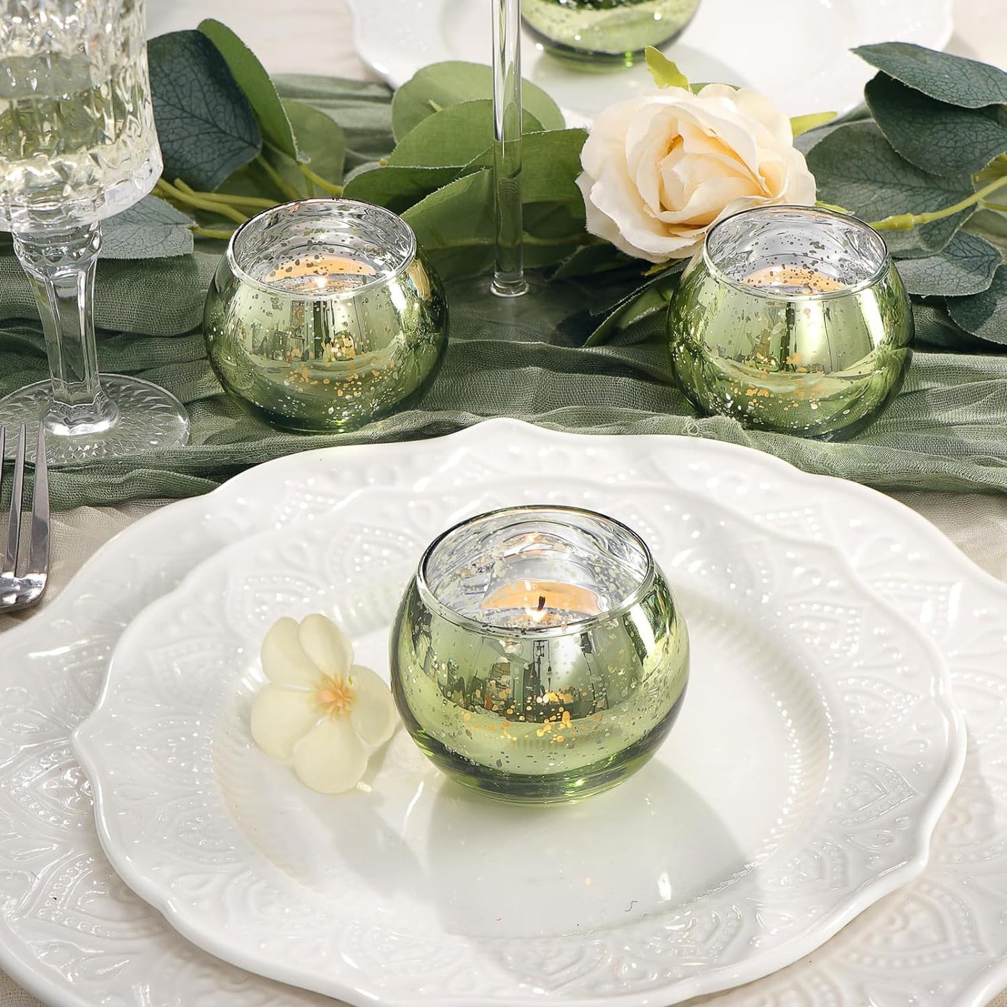 Bulk 12 Pcs Shine Bright Electroplated Glass Candle Holders for Weddings Parties Holidays Gifts and Bridal Showers Wholesale