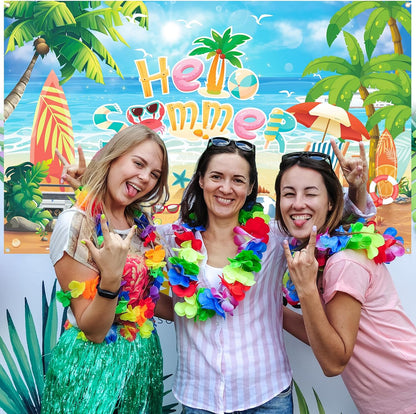 Bulk Hello Summer Photo Backdrop Banner Tropical Beach Pool Party Decorations Birthday Schools Out for Summer 71 x 43 Inch Wholesale