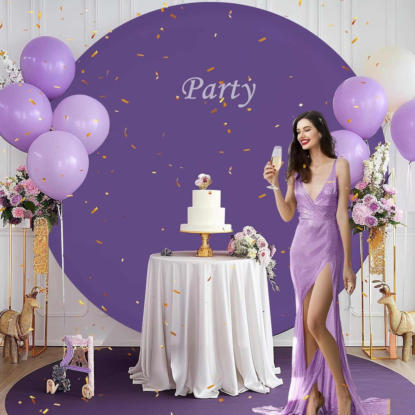 Bulk Adjustable White Round Backdrop Cover for 5 to 7.2ft Circle Arch Stand - Polyester Wedding, Birthday Party, Photography Decoration Wholesale