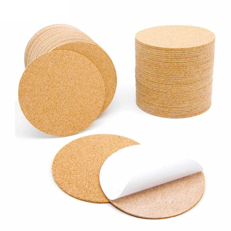 Bulk 10 Pcs Self-Adhesive Round Cork Coasters Versatile DIY Wood Circles for Home Office Bars Restaurants Wholesale