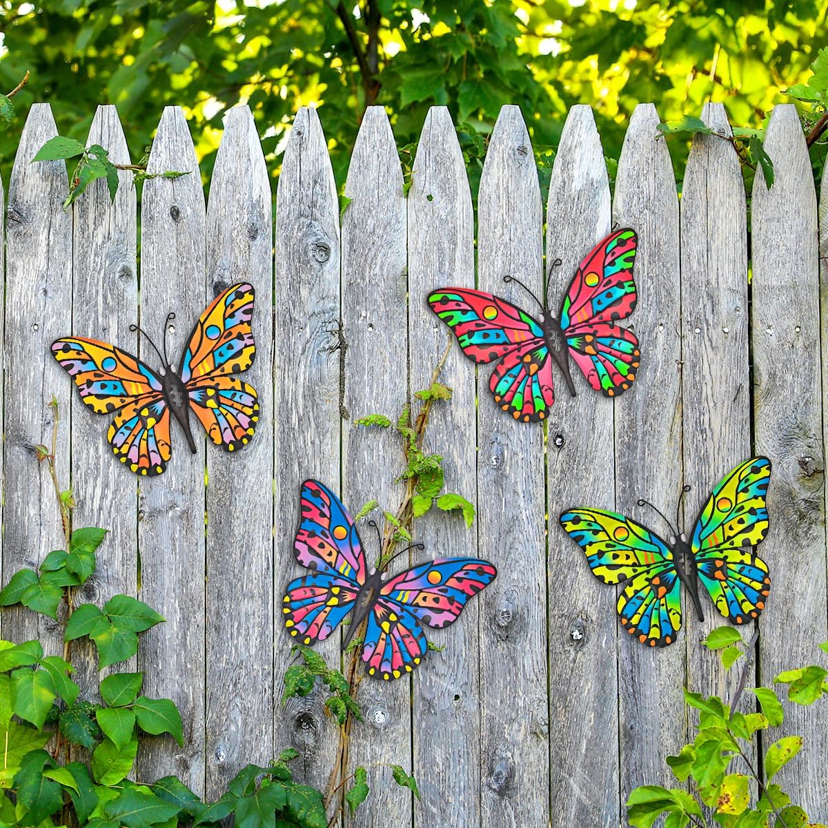 Bulk 4 Pcs Metal Butterfly Wall Decor 9.6" Outdoor Garden Patio Bedroom Art Living Room Balcony Perfect Gift for Family Friends Wholesale