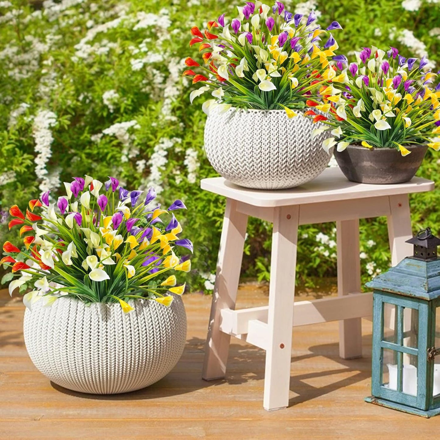 Premium 20pcs UV Resistant Calla Lily Silk Flowers 500 Heads Faux Plants Outdoor Cemetery Porch Garden Indoor Planter Arrangements