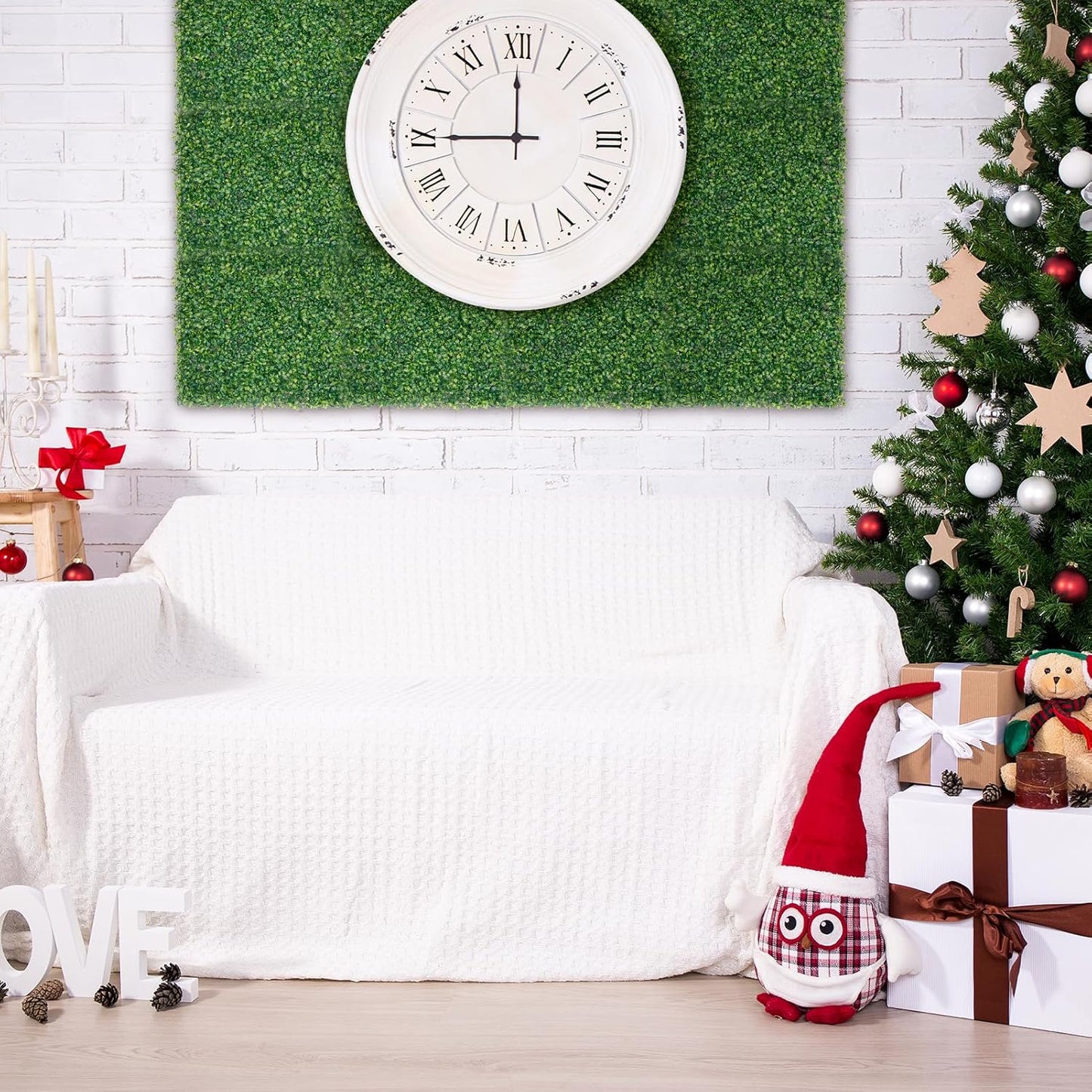 Premium 10x10 In Grass Wall Panels 10 pcs UV Resistant Artificial Grass Privacy Screen Indoor Outdoor Garden Fence Decor Eco Friendly