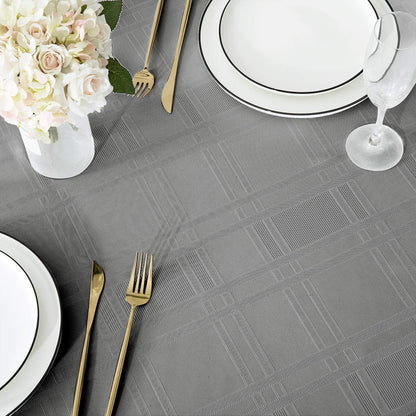 Bulk Solid Plaid Jacquard Spring Tablecloth Wrinkle and Water Resistant, Contemporary Woven Decorative Table Cover for Holiday Events Wholesale