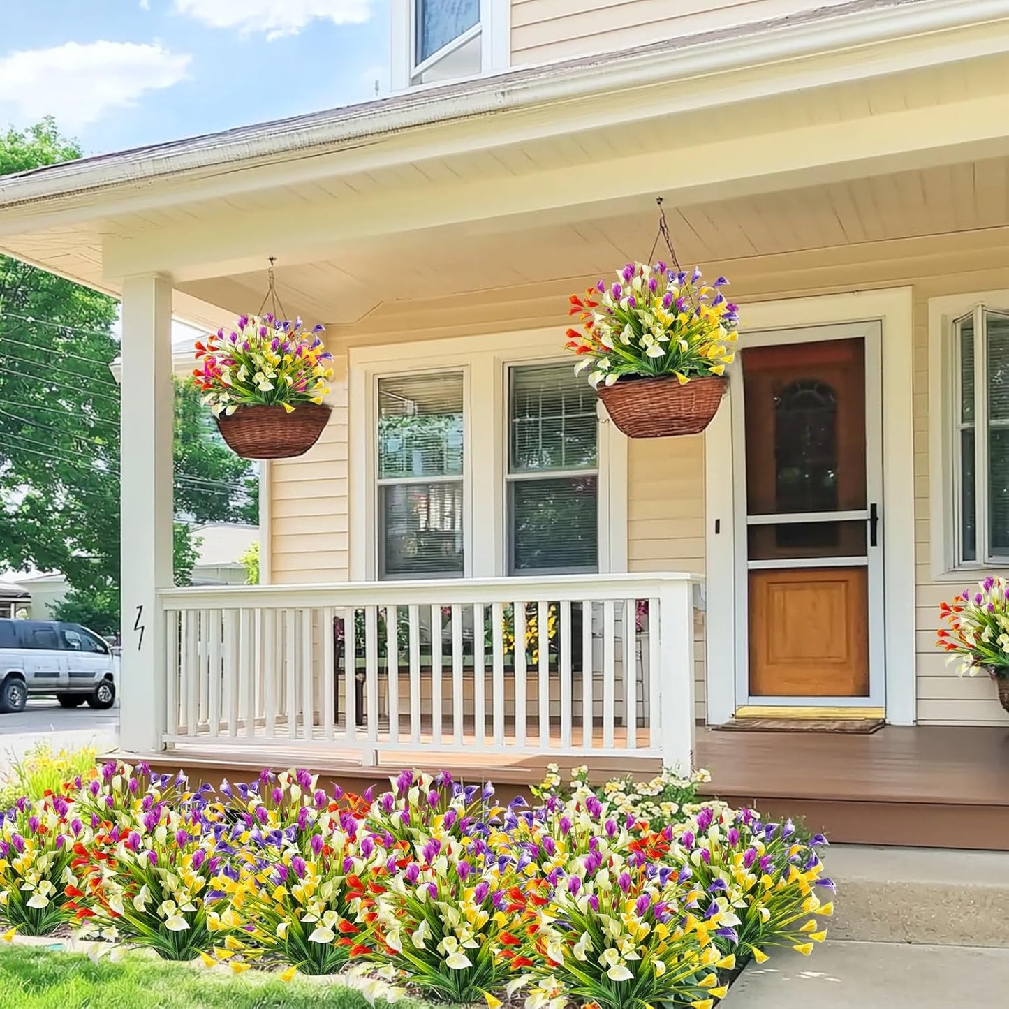 Premium 20pcs UV Resistant Calla Lily Silk Flowers 500 Heads Faux Plants Outdoor Cemetery Porch Garden Indoor Planter Arrangements