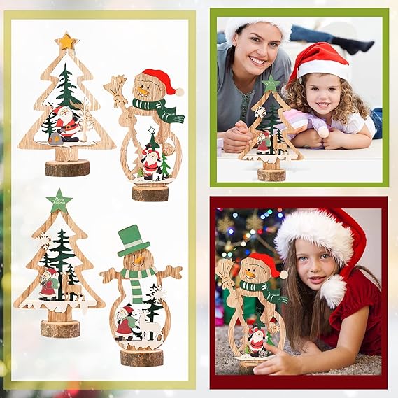 Christmas Table Ornaments Set with Xmas Tree and Snowman Decorations for Holiday Party Centerpiece Bulk Pack