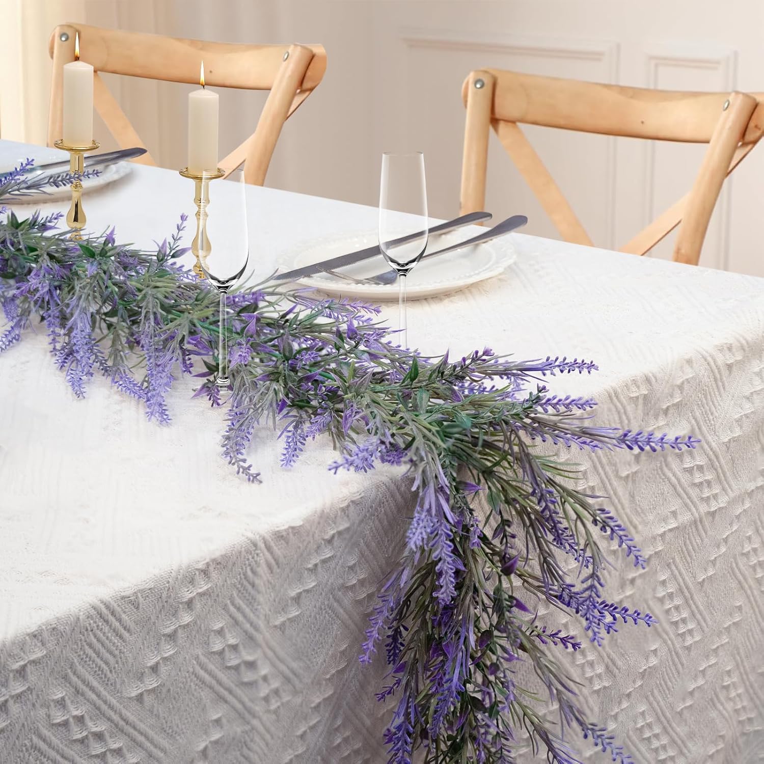 Premium 6Ft Lavender Artificial Garland High Quality Faux Flowers Wedding Arch Farmhouse Porch Mantle Indoor Outdoor Home Decor