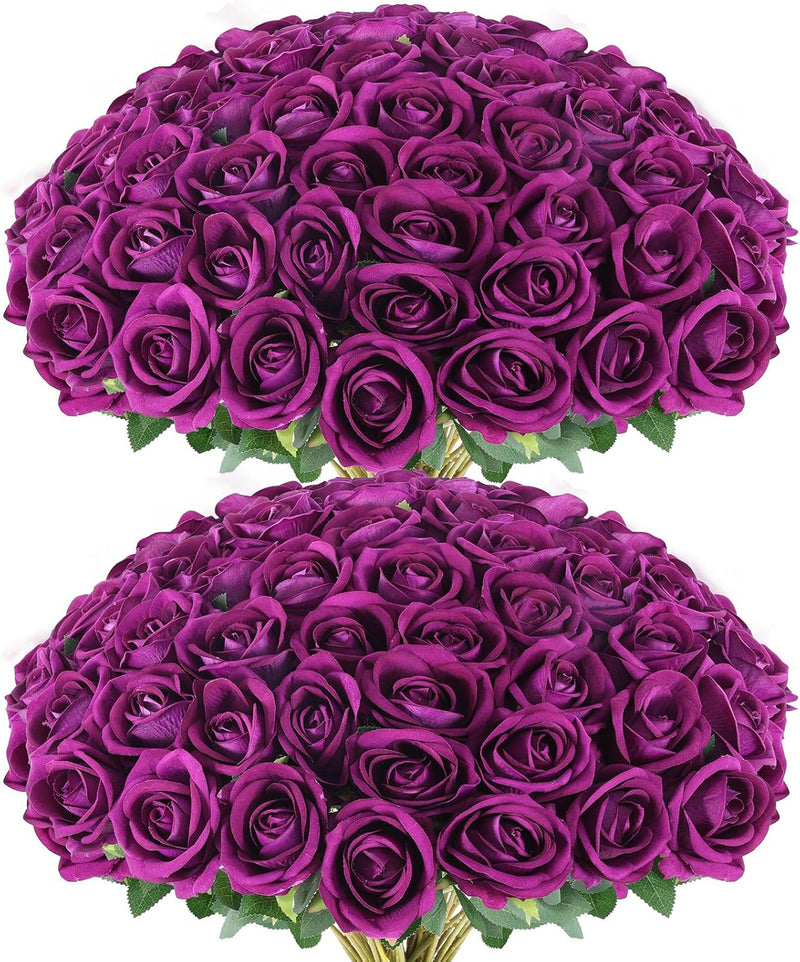 50 Pcs Artificial Velvet Silk Roses White 12 Inch Realistic Flowers for Wedding Home Decor