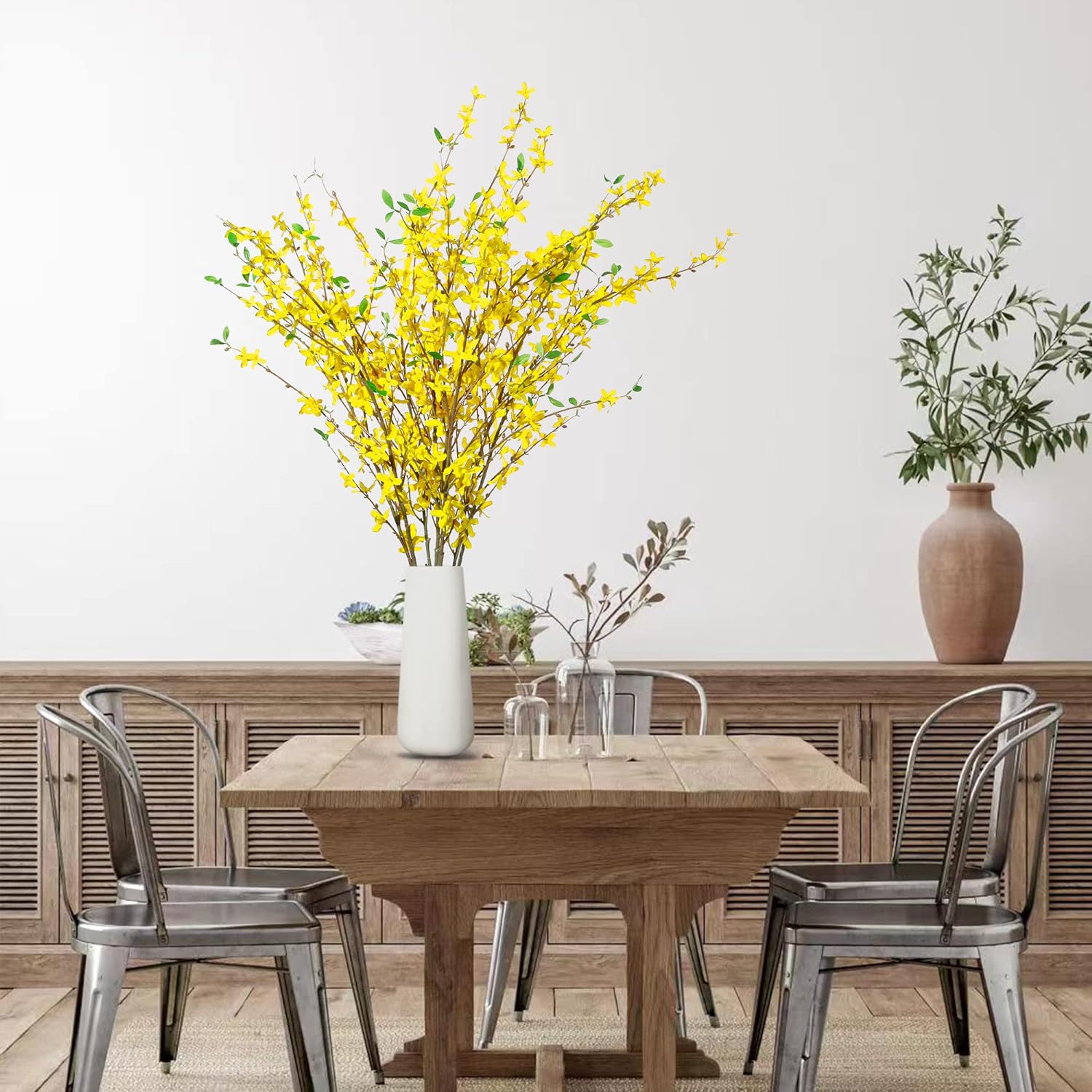 Bulk 4 Pcs Yellow Silk Forsythia Branches for Home & Wedding Decor Artificial Orchids Flowers Ideal for Indoor & Outdoor Decoration Wholesale