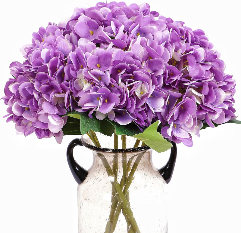 6 Pcs Artificial Silk Autumn Hydrangea Flowers, 12.6" Stems, 5.9" Heads, Realistic Fall Decor for Wedding & Farmhouse
