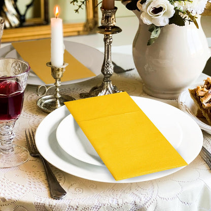 Bulk 100 Pcs 16.5" x 16.5" Premium Dinner Napkins with Flatware Pocket Soft Absorbent Cloth for Kitchen Parties Weddings Events Wholesale