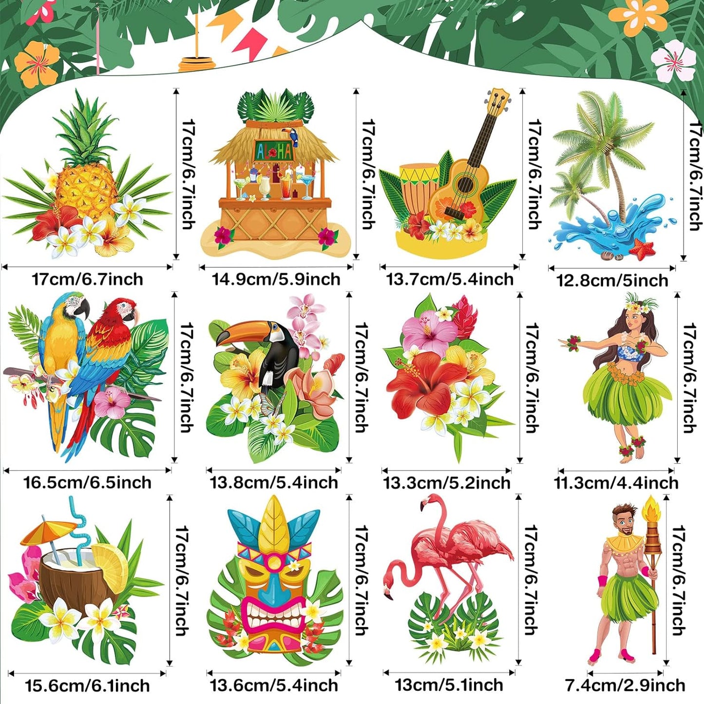 Bulk Hawaiian Birthday Party Backdrop Streamers Hanging Rotating Decorations Tropical Flowers Palm Trees Flamingos Unique Theme Decor Wholesale