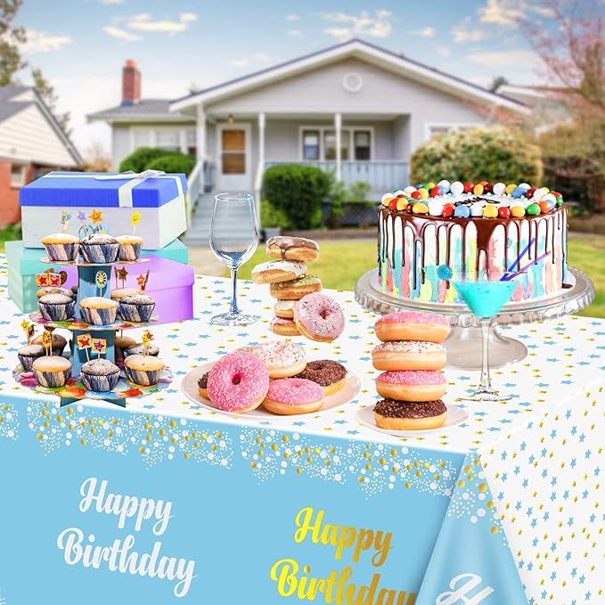 Bulk 1 Pc Reusable Waterproof Happy Birthday Tablecloth Oil-Proof Disposable Table Cover for Kids' Birthday Party Boys Girls Decorations Wholesale