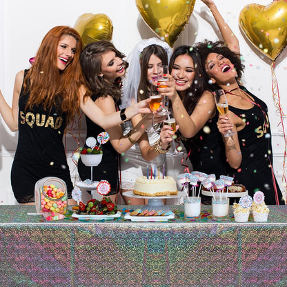 Bulk Vibrant Rainbow Disposable Tablecloth 54x108 Inches Ideal for Birthday Parties Buffets Disco and Mermaid Themed Decor Wholesale