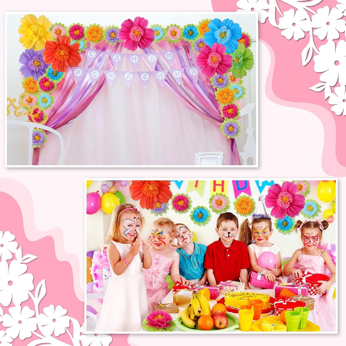 Bulk 24 Pcs Vibrant Wall Backdrop Decoration 20 Inch Paper Flowers Stunning Décor for Weddings  Birthdays Wholesale