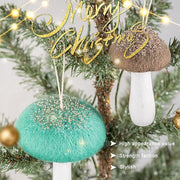 Bulk 12 Pcs Christmas Wool Felt Mushroom Ornaments for Xmas Tree Home Indoor Party Decor