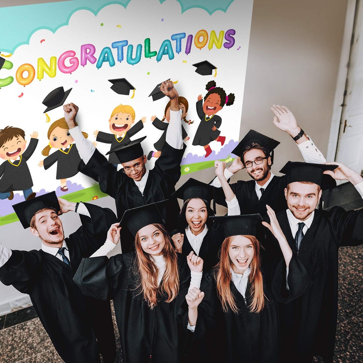 Bulk 6x4 ft Large White Congratulations Backdrop Banner Kindergarten Graduation Party Decorations Background Wholesale