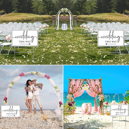 Bulk 3 Pack Weatherproof Wedding Direction Signs Double Sided Elegant Arrows with Rust Proof H-Stakes 12x17 Inch All-Season Lawn Yard Decor for Weddings Receptions & Outdoor Events Wholesale