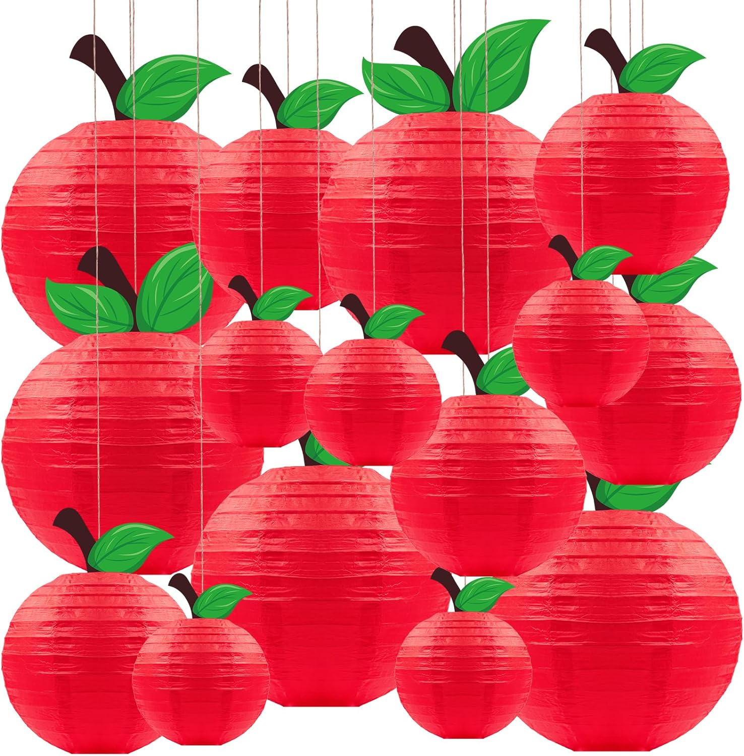 Bulk 15pcs Red Apple Shaped Paper Lanterns Back to School Classroom Decor Hanging Party and Home Decorations Wholesale