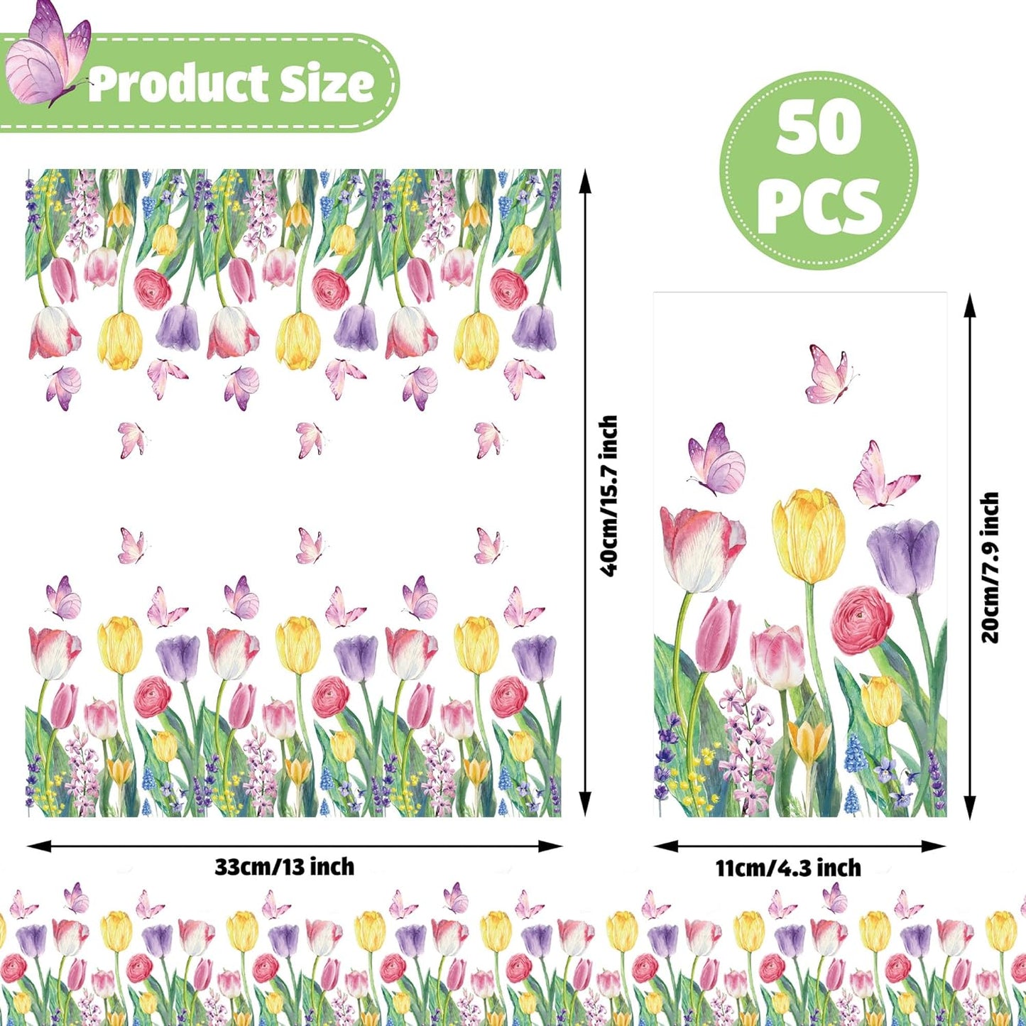 Bulk 50 Pcs Spring Floral Paper Napkins Tulip Guest Napkins for Parties Weddings and Birthday Party Decorations Wholesale