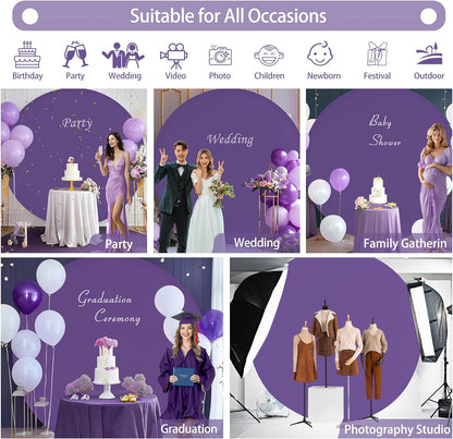 Bulk Adjustable White Round Backdrop Cover for 5 to 7.2ft Circle Arch Stand - Polyester Wedding, Birthday Party, Photography Decoration Wholesale